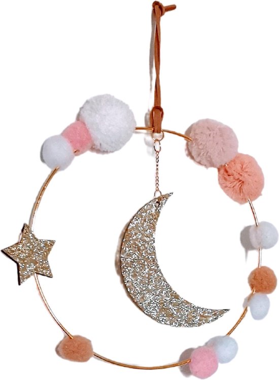 Fyn Spelen Mobieltjes - Mobiel kinderkamer - Maan Pomponnetjes - Mobiel babykamer