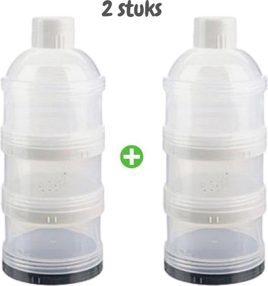 2x Poedertoren - Zwart - Toren Melkpoeder Doseerdoosjes - Bewaarbakjes – Voedingstoren - Baby - Melktoren reisbox - Babyvoeding
