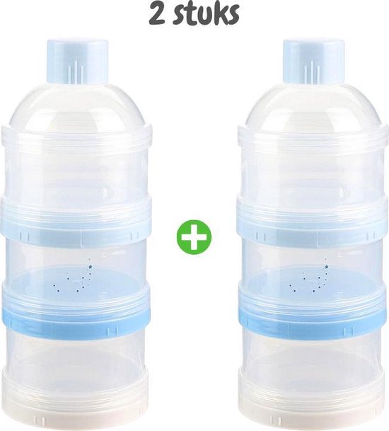 2x Poedertoren - Blauw - Toren Melkpoeder Doseerdoosjes - Bewaarbakjes – Voedingstoren - Baby - Melktoren reisbox - Babyvoeding
