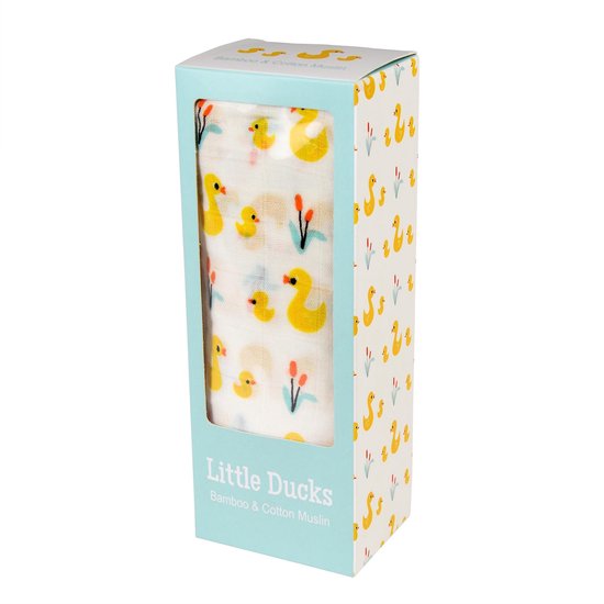 Schattige multifunctionele inbaker doek van Rex London met kleine eendjes - hydrofiele doek