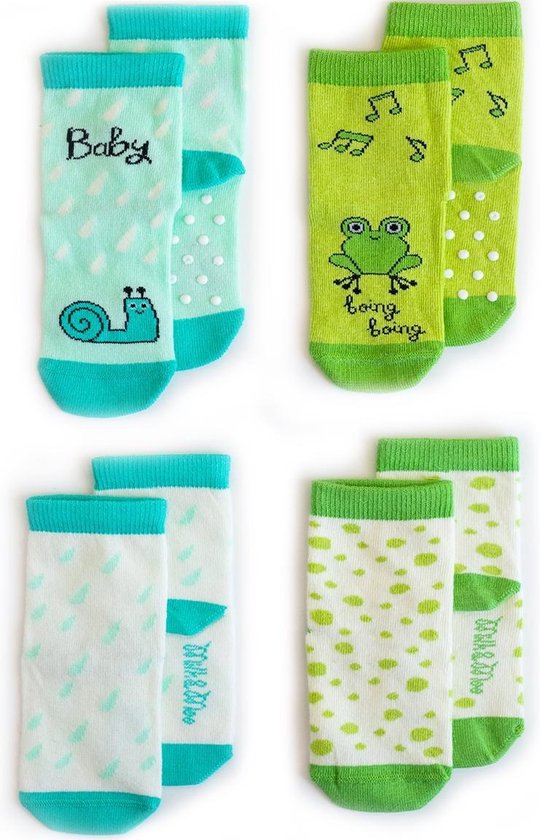 Milk&Moo Babysokken - 4 paar - 2x Antislip - 2x Normaal - 12-24 maanden - Kindersokken Jongens