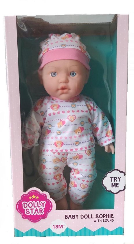 Babypop Sophie Met Geluid 40cm en magisch babyflesje