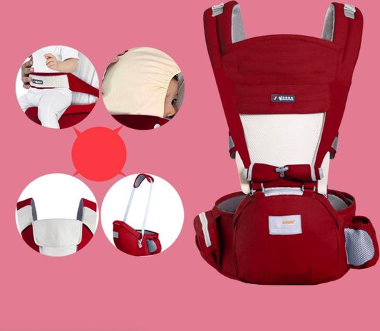 Especially Drie In Een Multifunctionele Babydraagzak - Rood  - Vier Seizoenen - Baby heupkruk - 6-36 maanden - Baby Draagzak 17