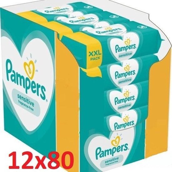 Pampers Billendoekjes Sensitive 12 x 80 Stuks Voordeelverpakking