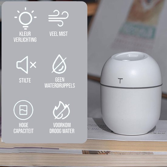 Luchtbevochtiger - Luchtbevochtiger babykamer - Aroma diffuser luchtbevochtiger -Humidifier en diffuser - Luchtbevochtigers - Humidifier - Luchtbevochtiger slaapkamer - Wit