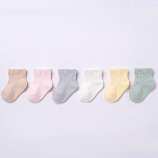 6-pack Effen pastel kleuren baby sokjes 0-1 jaar - meisjes sokjes - sokken