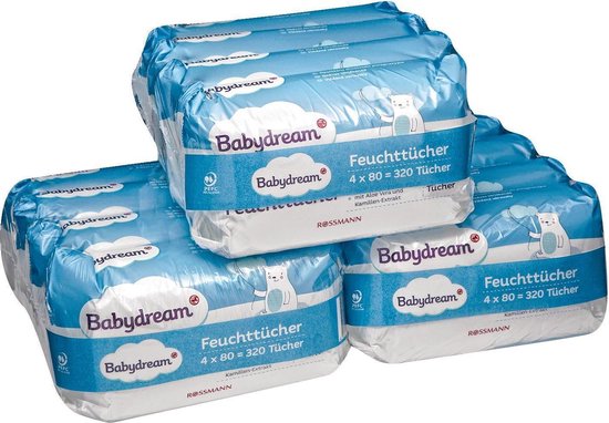 Babydream Baby Billendoekjes 12x80 stuks - 960 stuks billendoekjes - Parfumvrij - Parfumvrije billendoekjes