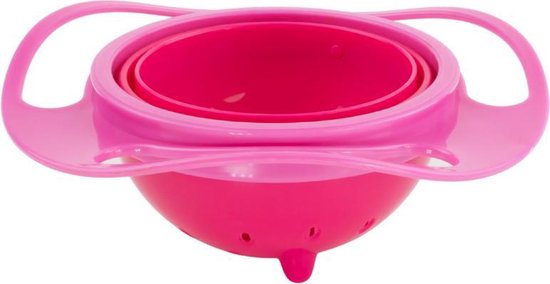 Spill-Proof Babyvoeding Kom Magische Kom Bowl 360 Graden Rotatie Bord met Bestek - Anti Mors Bestendig - Met Deksel Voor Baby Peuter Kinderen - Rose - Met Buigbaar Bestek Rose - Meisjes - Bord met Bestek - BPA-VRIJ - Vaatwasbestendig