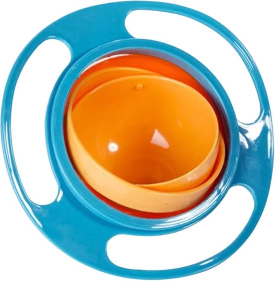 Bord met Bestek Baby Kinderen - Spill-Proof Babyvoeding Kom Magische Kom Bowl 360 Graden Rotatie Bord met Bestek -  Anti Mors Bestendig - Met Deksel Voor Baby Peuter - Blauw - Met Buigbaar Bestek Blauw - Jongens - Bord met Bestek - BPA-VRIJ
