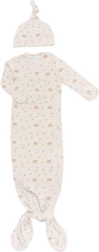 Snoozebaby new born cocoon van 100% organic katoen - incl mutsje - 0-3 maanden - TOG 1.0 - Milky Rust regenboog print