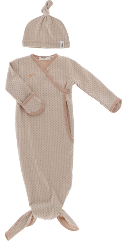 Snoozebaby new born cocoon van 100% organic katoen - incl mutsje - 0-3 maanden - TOG 1.0 - Milky Rust zacht roze