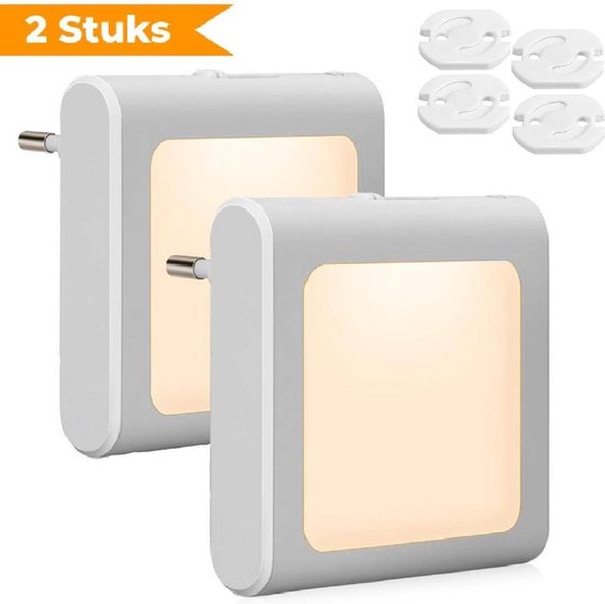 Babykamer Nachtlampjes - Bedlampje Stopcontact - Dag en Nacht Sensor - Verlichting Babykamer - Kinderen & Baby - Babykamer - Warm Wit