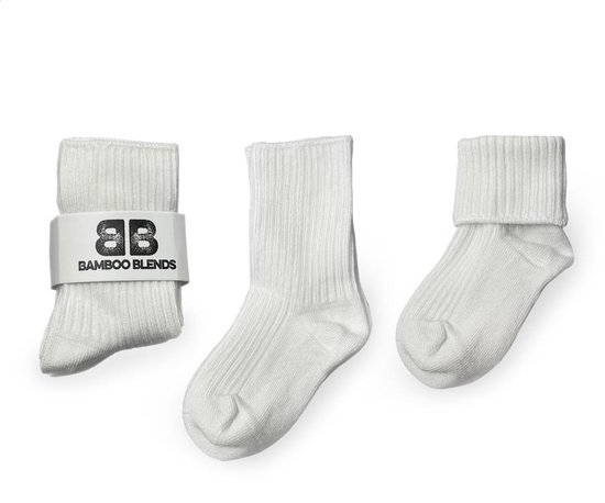Bamboo Blends - Bamboe Kinder Sokken - 3-Pack - Maat 1 - 2 Jaar - Wit