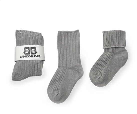 Bamboo Blends  - Bamboe Kinder Sokken - 3-Pack - Maat 1 - 2 Jaar - Grijs