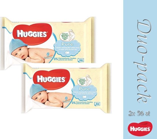Duo pack-Huggies Babydoekjes - Pure 56 Stuks (5029053550039)