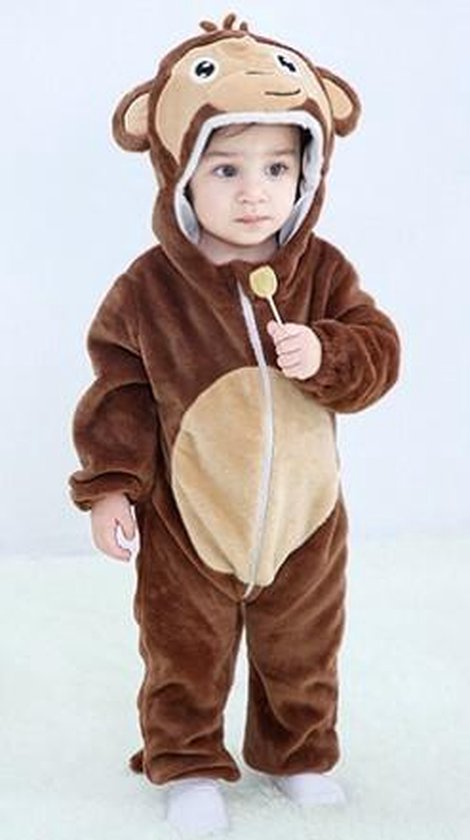 Budino Baby Romper Pyjama Onesie Aap - Bruin - maat 100