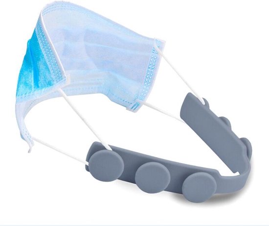 2 STUK Siliconen Mondkapje Houder kleur Grijs  - Voorkomt Irritatie en Pijn - Houdt uw Mondkapje Strak - Earbuddies - Ear Savers - Earsaver - Mondkapje Verlenger - Mondmasker Houder - Aantrekhulp - Oorbeschermer - Sileconen - Band - Haakje