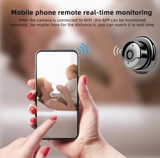 Centechia - Mini camera draadloze HD 1080 Wifi - Camera Nachtzicht-  bewegingsdetectie - Babyfoon -Wifi camera V380 - Verborgen Camera - 4K - Draadloos – Incl. Gratis 64GB micro SD card -  | Spycam| Draadloze bewakingscamera met bewegingsdetectie