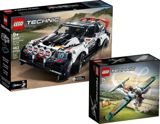 LEGO Technic Bundel - LEGO Technic 42109 Top Gear Rallyauto met app-bediening + LEGO Technic 42117 Race Plane