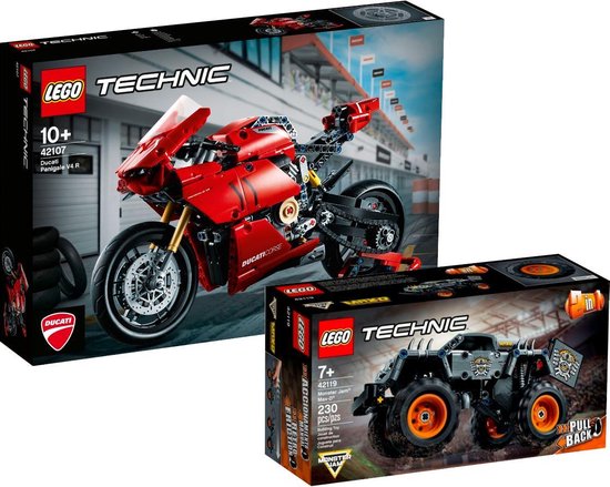 LEGO Technic Race Bundel - LEGO Technic 42107 Ducati Panigale V4 R + LEGO Technic 42119 Monster Jam® Max-D