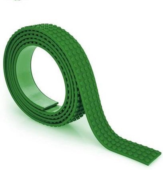 Replica Lego Tape | Bouwblokjes Tape | Bouwstenen 2 Noppen Tape | Verenigbaar met LEGO | Contructie Speelgoed |Buigbare Siliconen Tape | 1 Meter | Groen