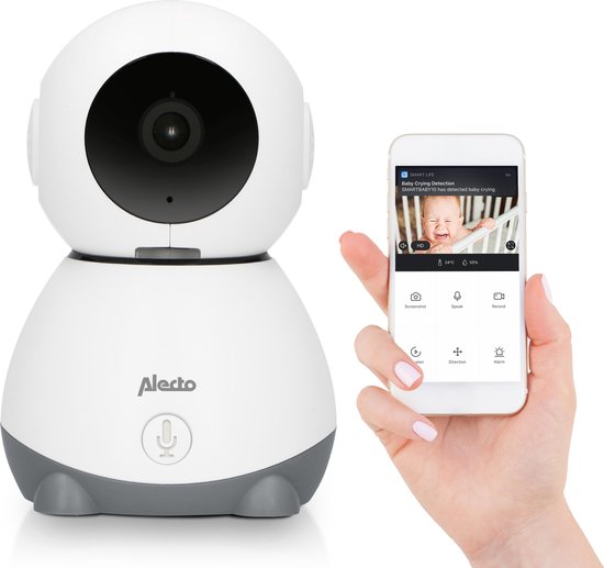 Alecto SMARTBABY10 - Wifi babyfoon met camera - Wit/Grijs