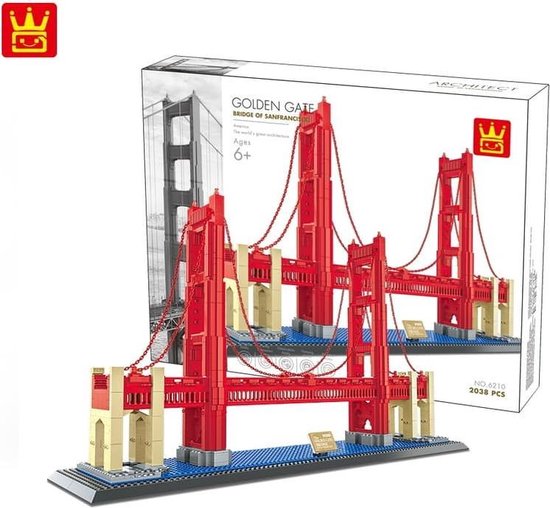 WanGe Architecture - The Golden Gate Bridge San Francisco - 1977 Onderdelen - Lego Compatibel - Bouwdoos