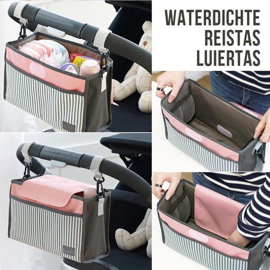 Allernieuwste KinderwagenTas Universele Wandelwagen Buggy Reistas - Luiertas Draagtas Reistas - Waterdicht - Rose