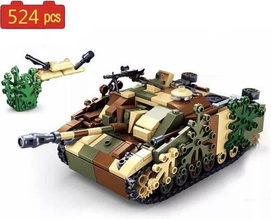 WW2 Bouwstenen - Duitse Sturmgeschutz III - 524 onderdelen - Geschikt voor Lego compatible - Soldaten - Militair - Tank - Army - Wapens - Geweren - Brick - Tweede Wereld Oorlog - Mini-figures - Leger - Duits - Navy Seals - Commando