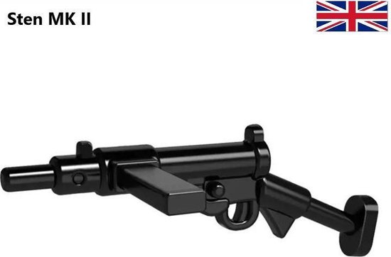 WW2 Bouwstenen - 10x Britse Sten MK II - Geschikt voor Lego compatible - Soldaten - Militair - Tank - Army - Wapens - Geweren - Brick - Tweede Wereld Oorlog - Mini-figures - Leger - Duits - Navy Seals - Commando