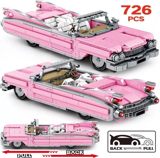 Pink Cadillac Eldorado - 726 stuks - Lego compatibel - zelf bouwen- geen speelgoed- Collectors item