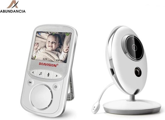 Abundancia® – Babyfoon met camera – Met terugspreek functie – Baby monitor – VB605 – Wit/grijs