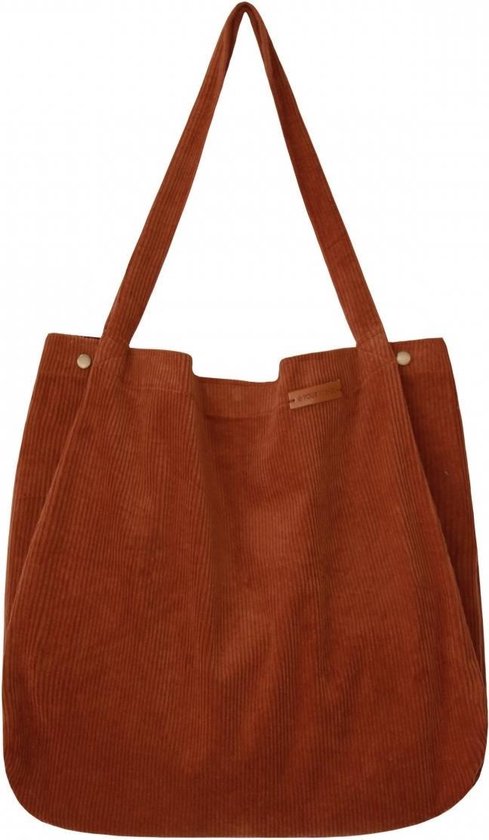 Mommy Tote Bag Grote Luiertas Roestbruin Corduroy Rib  -  Luiertas Kinderwagen / Verzorgingstas Baby / Boodschappentas
