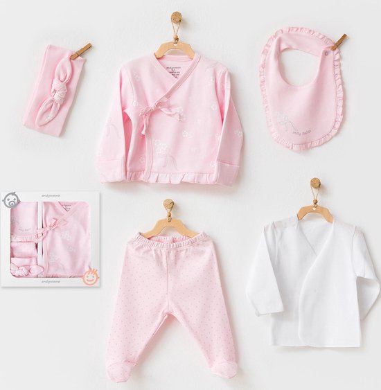 Andywawa Newborn Kleding Set Baby Kleding Meisje - Baby Kleding Jongens - Babyshower Cadeau - Kraammand - Kraamcadeau Meisje - Baby Cadeau Meisje - Geboorte Cadeau - 50/62