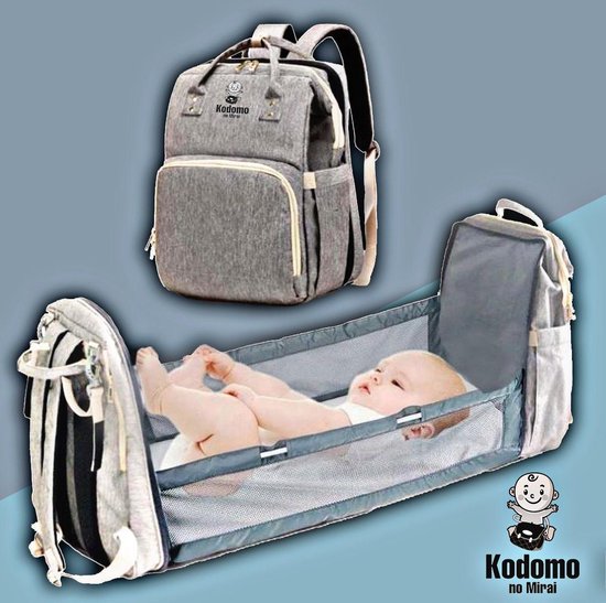 Ace-Brands - Luiertas - Grijs - Campingbedje - Verzorgingstas - Babytas - Diaper backpack - Multifunctioneel –  Buggymontage - Waterdicht