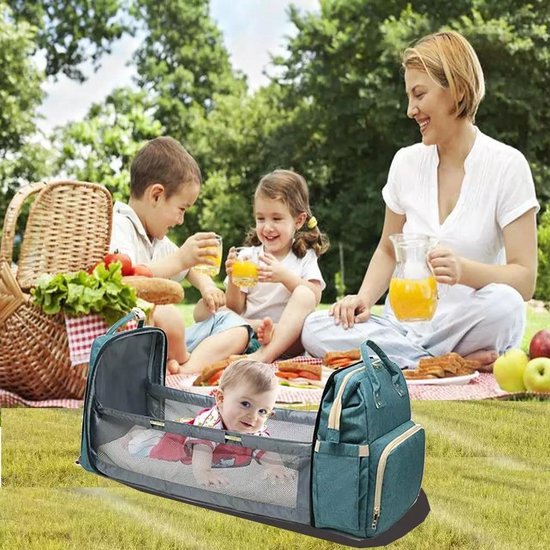 Ace-Brands - Luiertas - Groen - Campingbedje - Verzorgingstas - Babytas - Diaper backpack - Multifunctioneel –  Buggymontage - Waterdicht