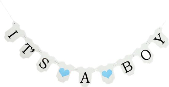 Akyol® Geboorte Versiering Romper slinger - It's a Boy - Jongen - Guirlande - Banner | Blauw – Zoon | Satijn | Babyshower - Kraamtijd - Kraamfeest - Geboren - Feest - Baby | Raamslinger - Decoratie Baby kamer