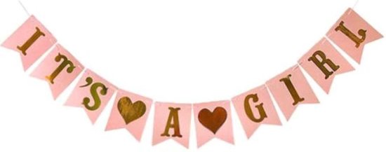 Akyol® Geboorte Versiering Romper slinger - It’s a girl - Meisje - Guirlande - Banner | Roze – Dochter | Satijn | Babyshower - Kraamtijd - Kraamfeest - Geboren - Feest - Baby | Raamslinger - Decoratie Baby kamer