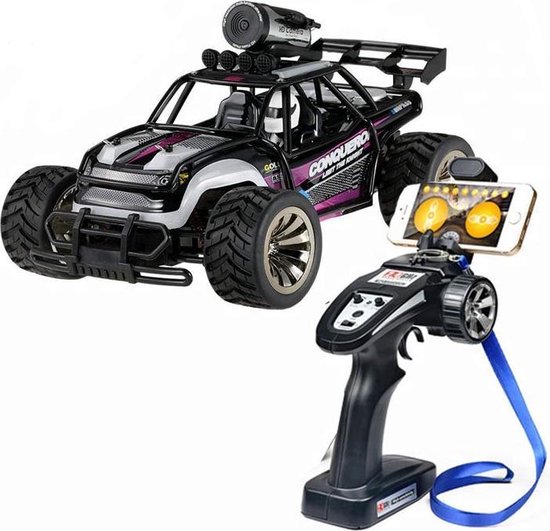 1:16 schaal RC Auto -Afstandsbediening -2.4 GHz- 50m Radio Control Car -40 km / h -Monster Truck- Rock Racing Crawler- Hoge snelheid Off Road RC - Buggy Woestijn-Elektrisch voertuig -Speelgoed Hobbycadeau- met LED licht-met 720P Camera-Roze