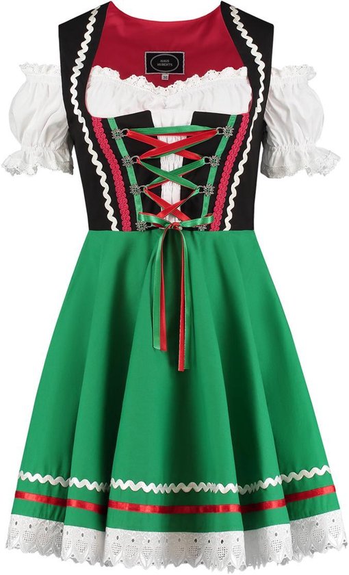 Dirndl Zwart-Groen-Rood 2-delig | Maat 44